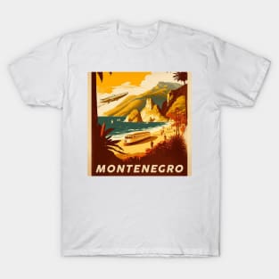 Montenegro Coastline Vintage Travel Art Poster T-Shirt